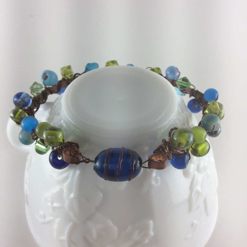 Beaded copper bangle
